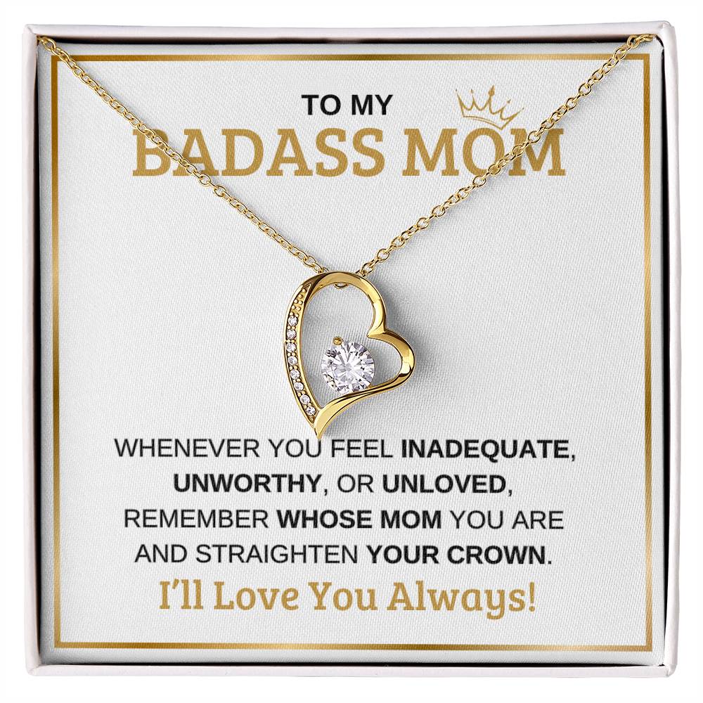 To My Badass Mom | White Message Card -Forever Love Necklace