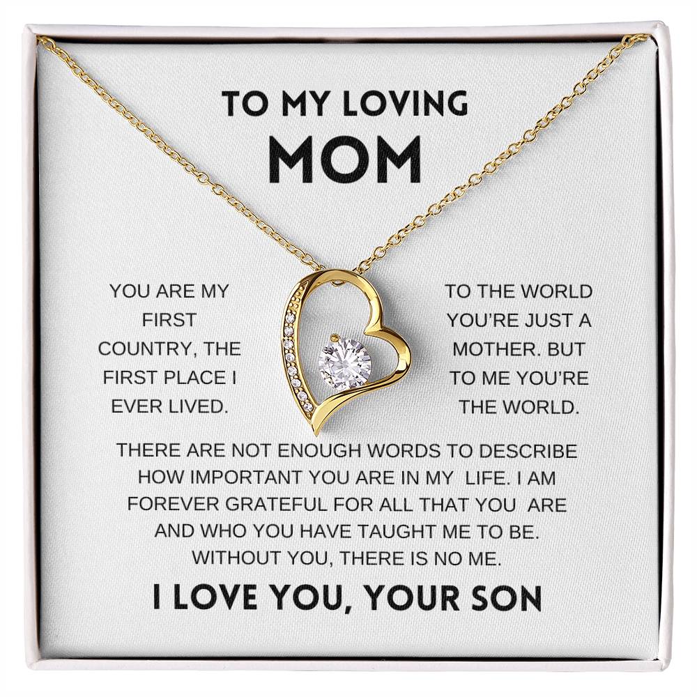 To My Loving Mom | From Son | White Message Card - Forever Love Necklace
