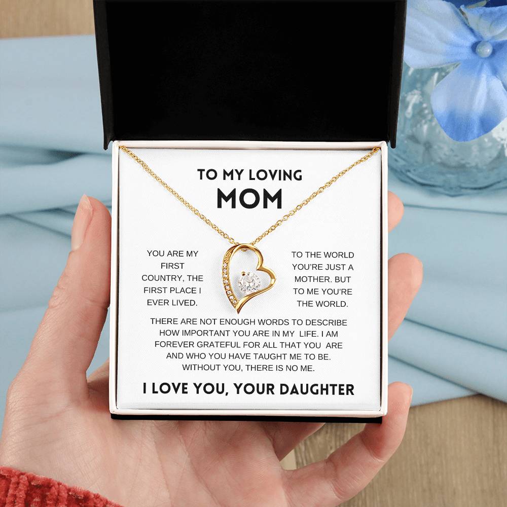 To My Loving Mom | From Daughter | White Message Card - Forever Love Necklace