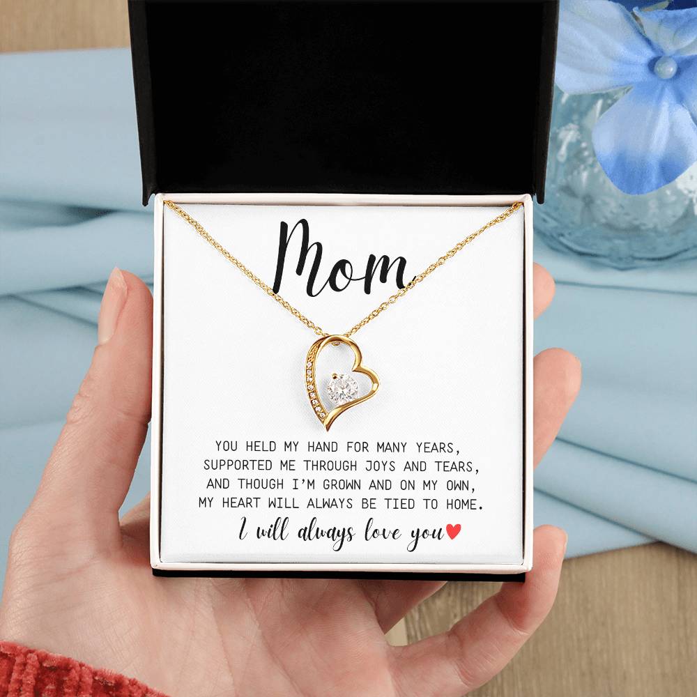 Mom | You Held My Hand For Many Years | I'll Always Love You | White Message Card - Forever Love Necklace