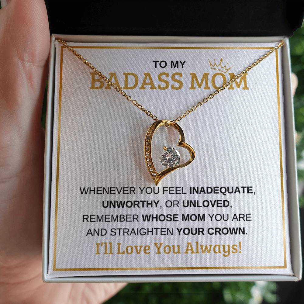 To My Badass Mom | White Message Card -Forever Love Necklace