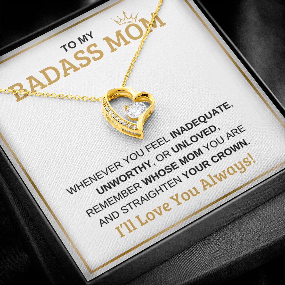 To My Badass Mom | White Message Card -Forever Love Necklace