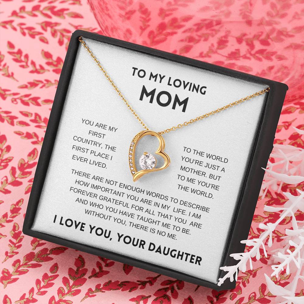 To My Loving Mom | From Daughter | White Message Card - Forever Love Necklace