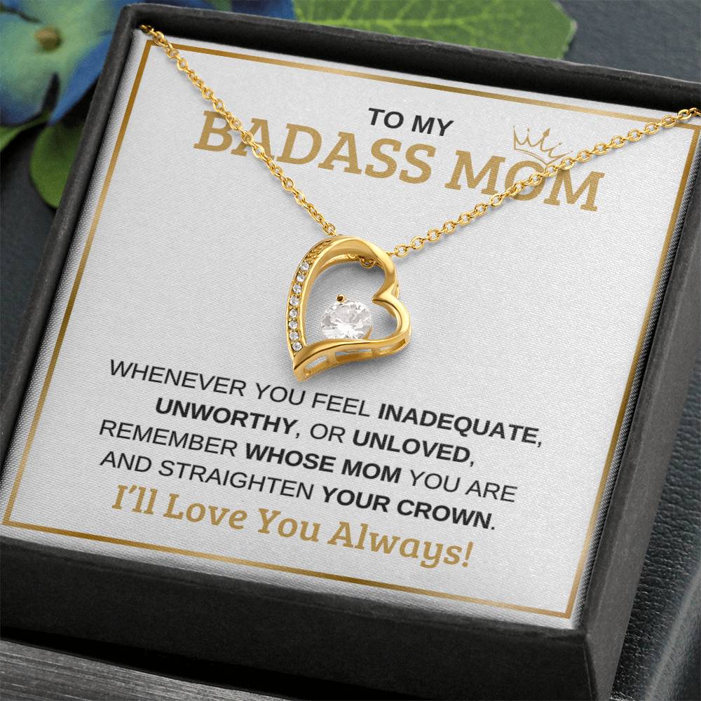 To My Badass Mom | White Message Card -Forever Love Necklace