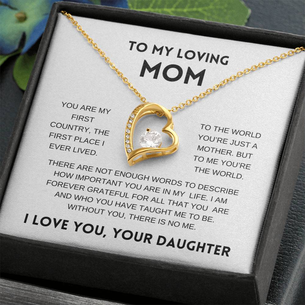 To My Loving Mom | From Daughter | White Message Card - Forever Love Necklace
