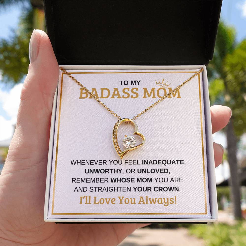 To My Badass Mom | White Message Card -Forever Love Necklace