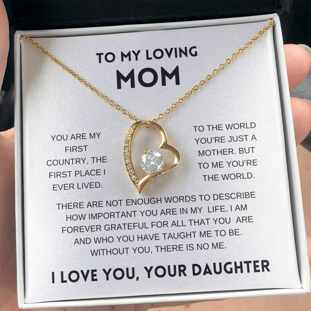 To My Loving Mom | From Daughter | White Message Card - Forever Love Necklace