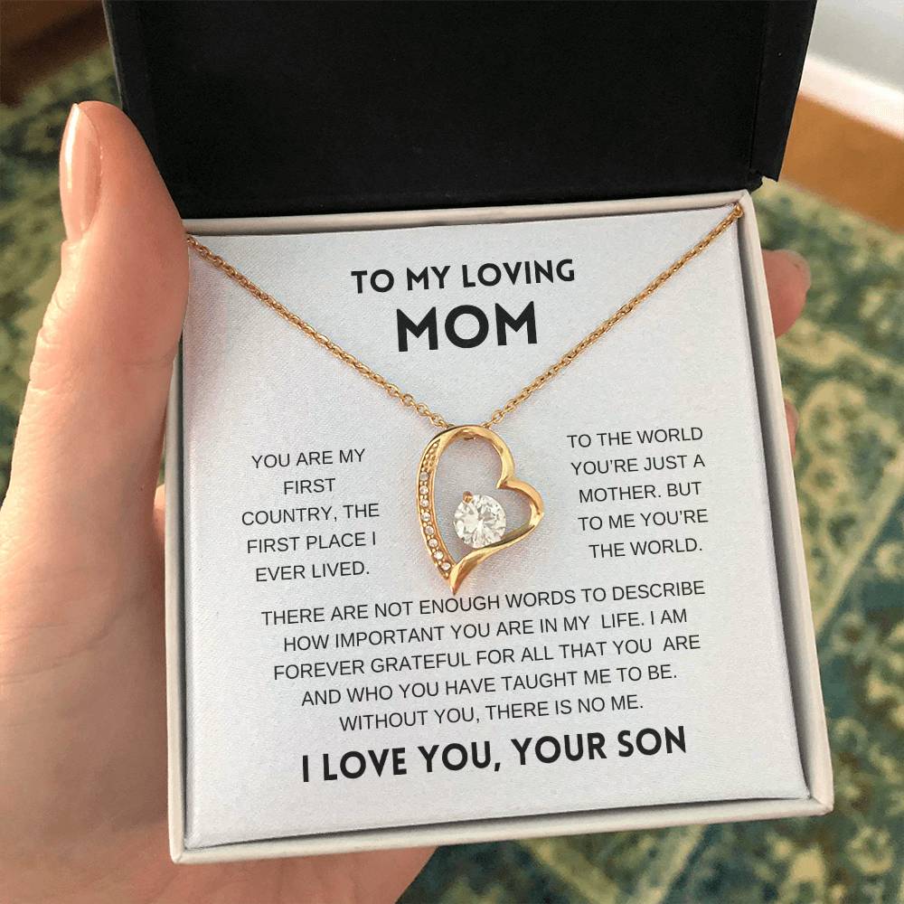 To My Loving Mom | From Son | White Message Card - Forever Love Necklace