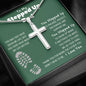 To My Stepped Up Dad | Green Message Card - Cross Necklace