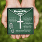 To My Stepped Up Dad | Green Message Card - Cross Necklace