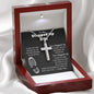To My Stepped Up Dad | Black Message Card - Cross Necklace