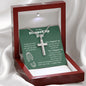 To My Stepped Up Dad | Green Message Card - Cross Necklace