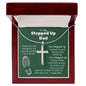 To My Stepped Up Dad | Green Message Card - Cross Necklace