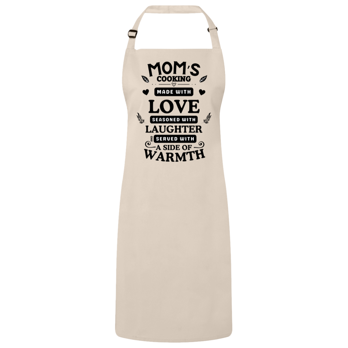 Apron_MOM'S COOKING MADE WITH LOVE_BLK LTRS Mom's Cooking Made with Love | Black Letters - Bib Apron