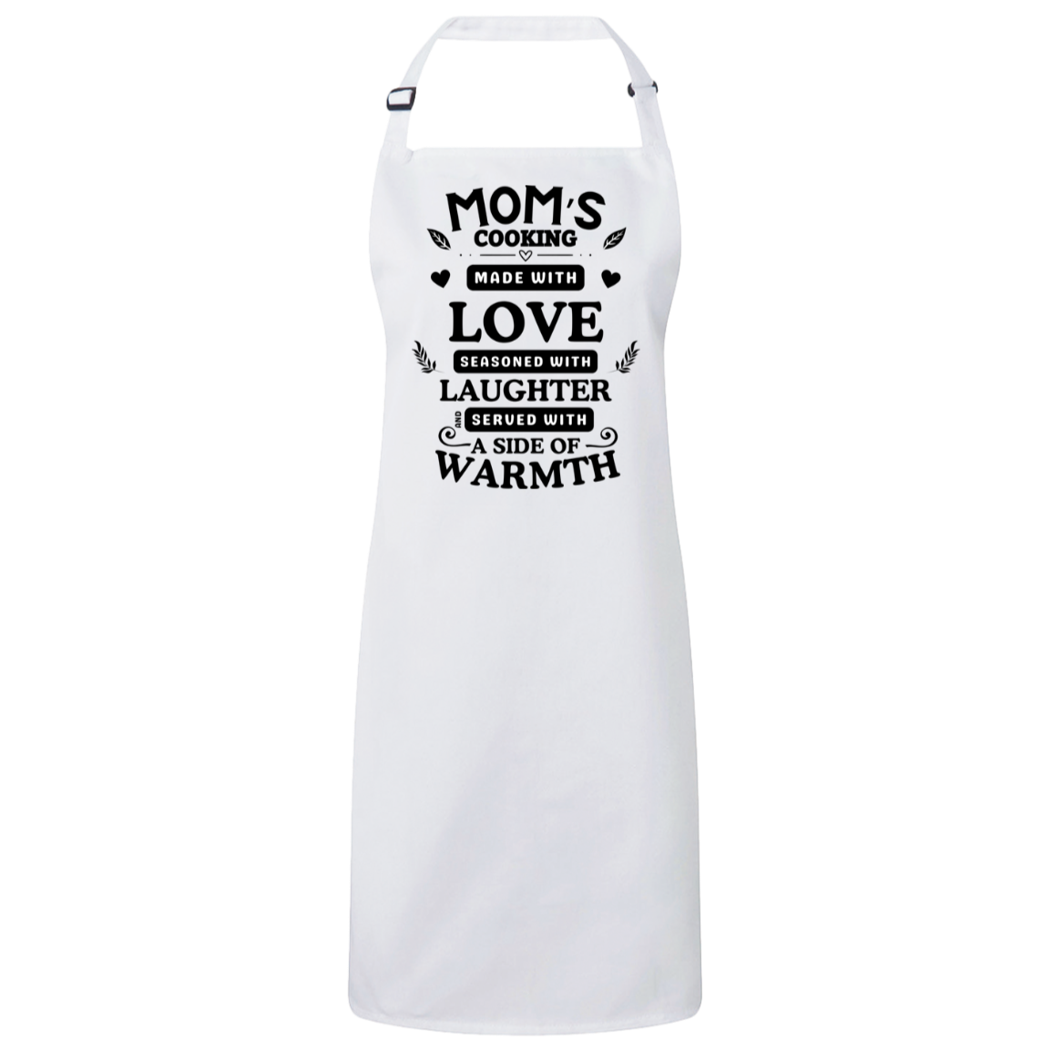 Apron_MOM'S COOKING MADE WITH LOVE_BLK LTRS Mom's Cooking Made with Love | Black Letters - Bib Apron