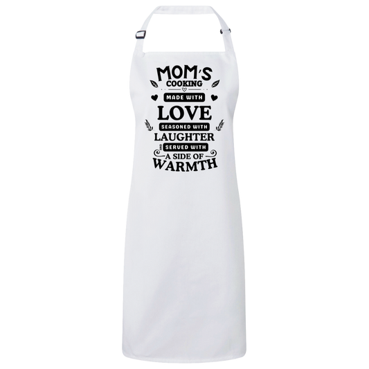 Apron_MOM'S COOKING MADE WITH LOVE_BLK LTRS Mom's Cooking Made with Love | Black Letters - Bib Apron