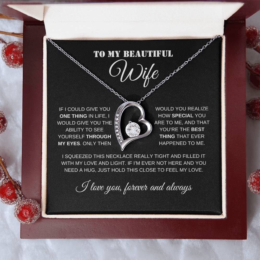 To My Beautiful Wife | Black Message Card - Forever Love Necklace