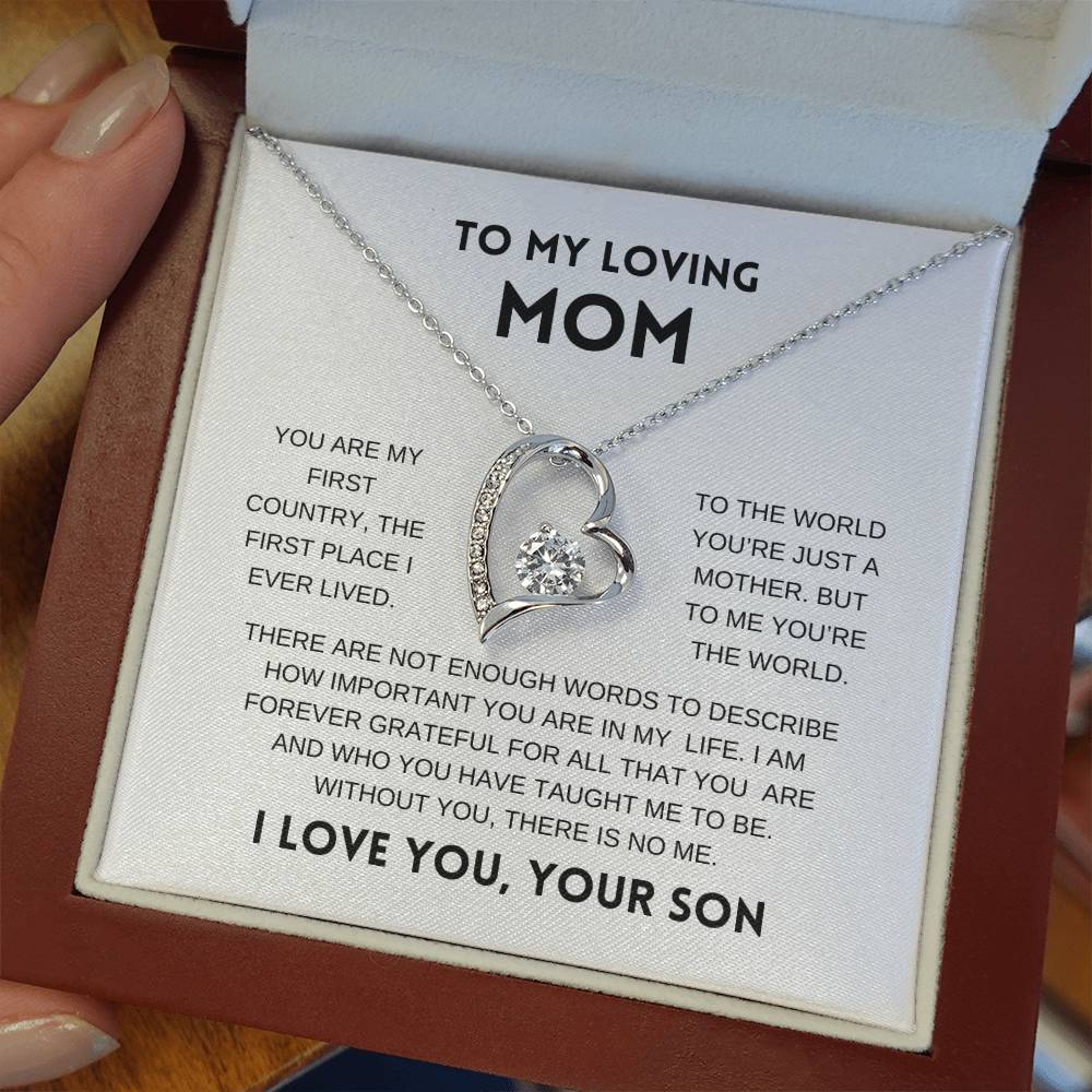 To My Loving Mom | From Son | White Message Card - Forever Love Necklace