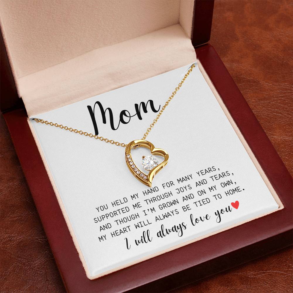 Mom | You Held My Hand For Many Years | I'll Always Love You | White Message Card - Forever Love Necklace