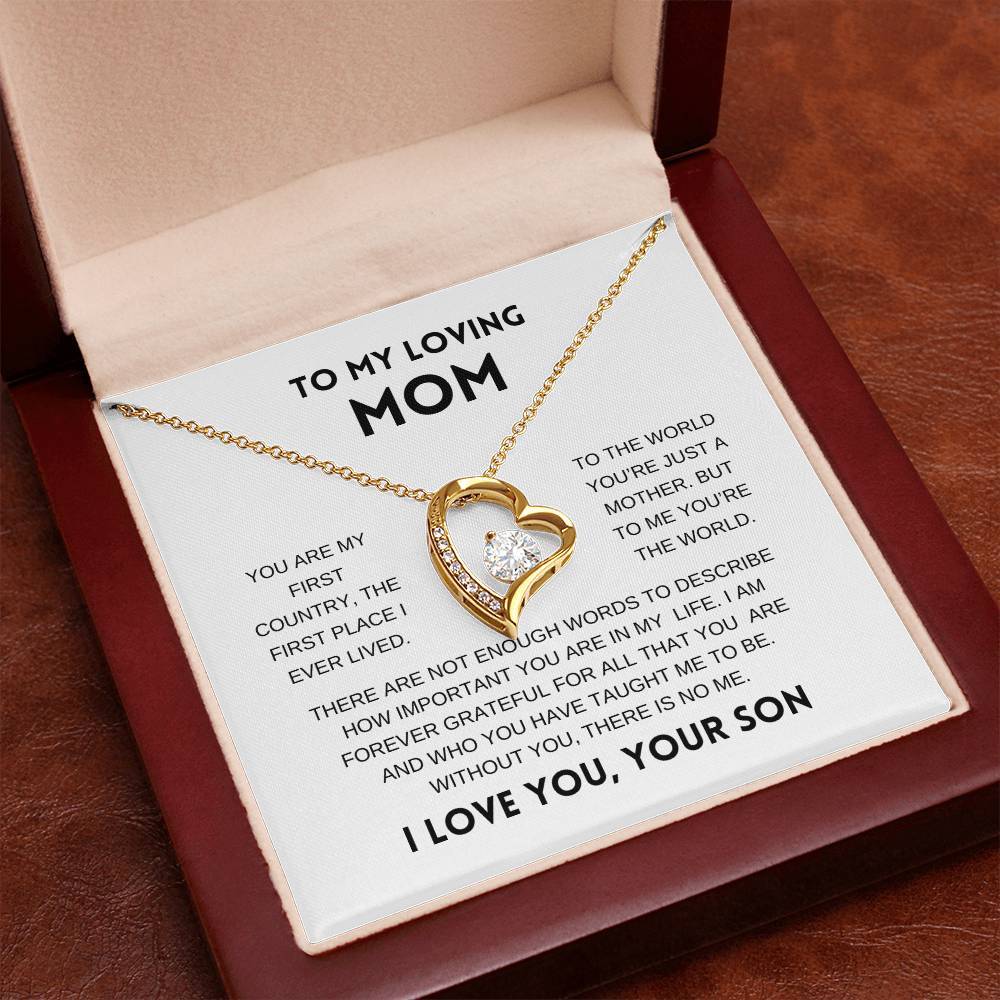 To My Loving Mom | From Son | White Message Card - Forever Love Necklace