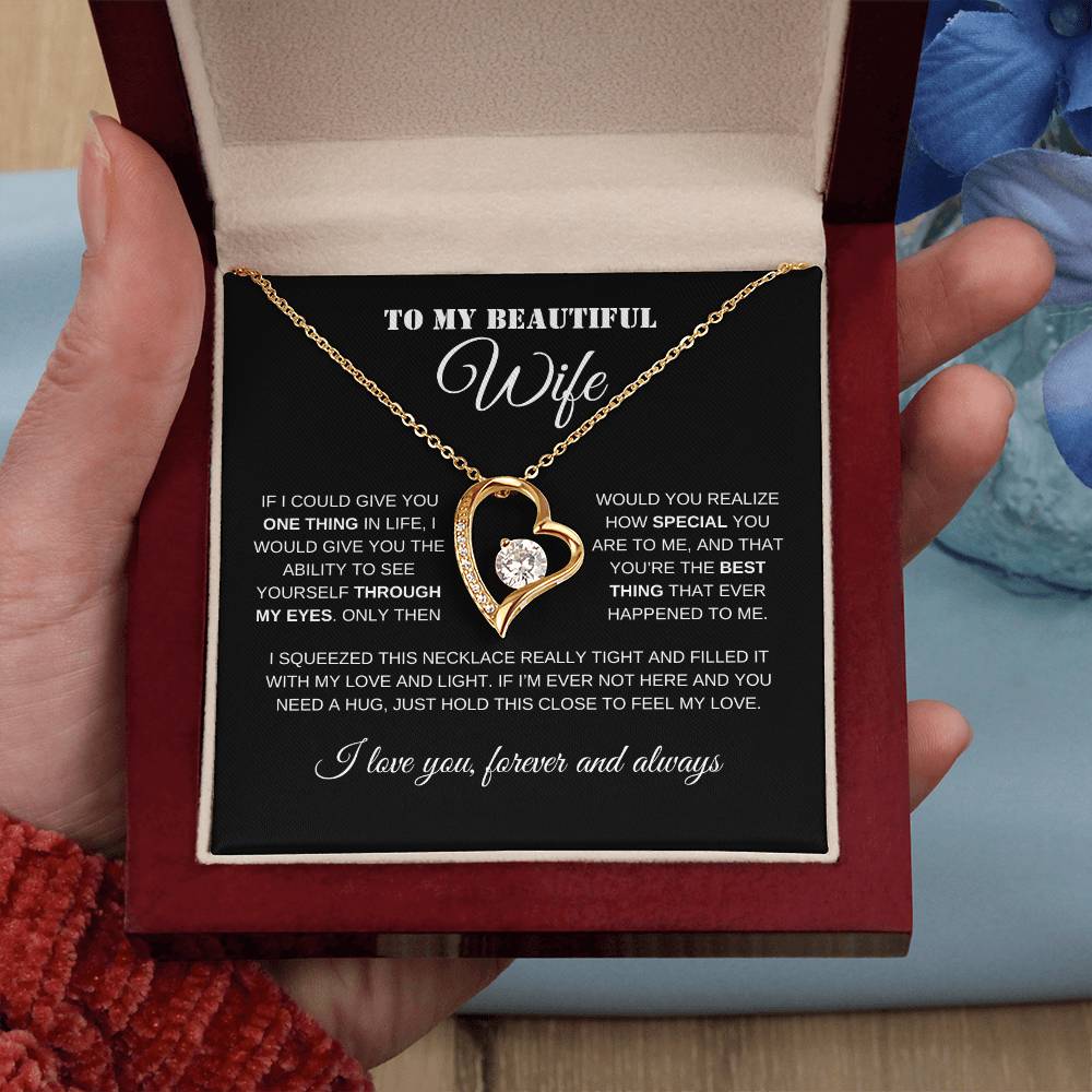 To My Beautiful Wife | Black Message Card - Forever Love Necklace