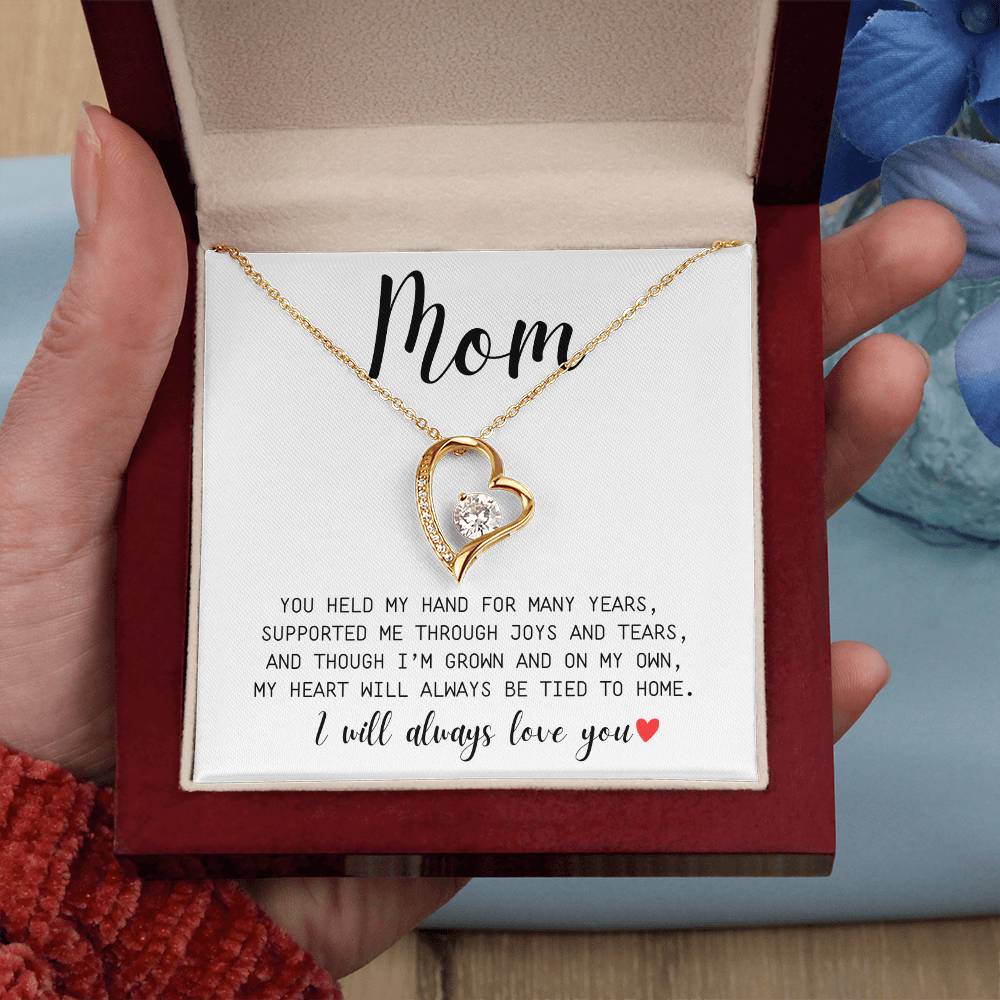 Mom | You Held My Hand For Many Years | I'll Always Love You | White Message Card - Forever Love Necklace