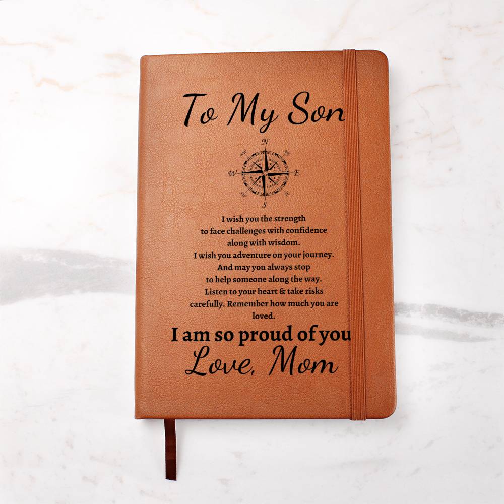 To My Son | Graduation | Compass | From Mom - Graphic Leather Journal