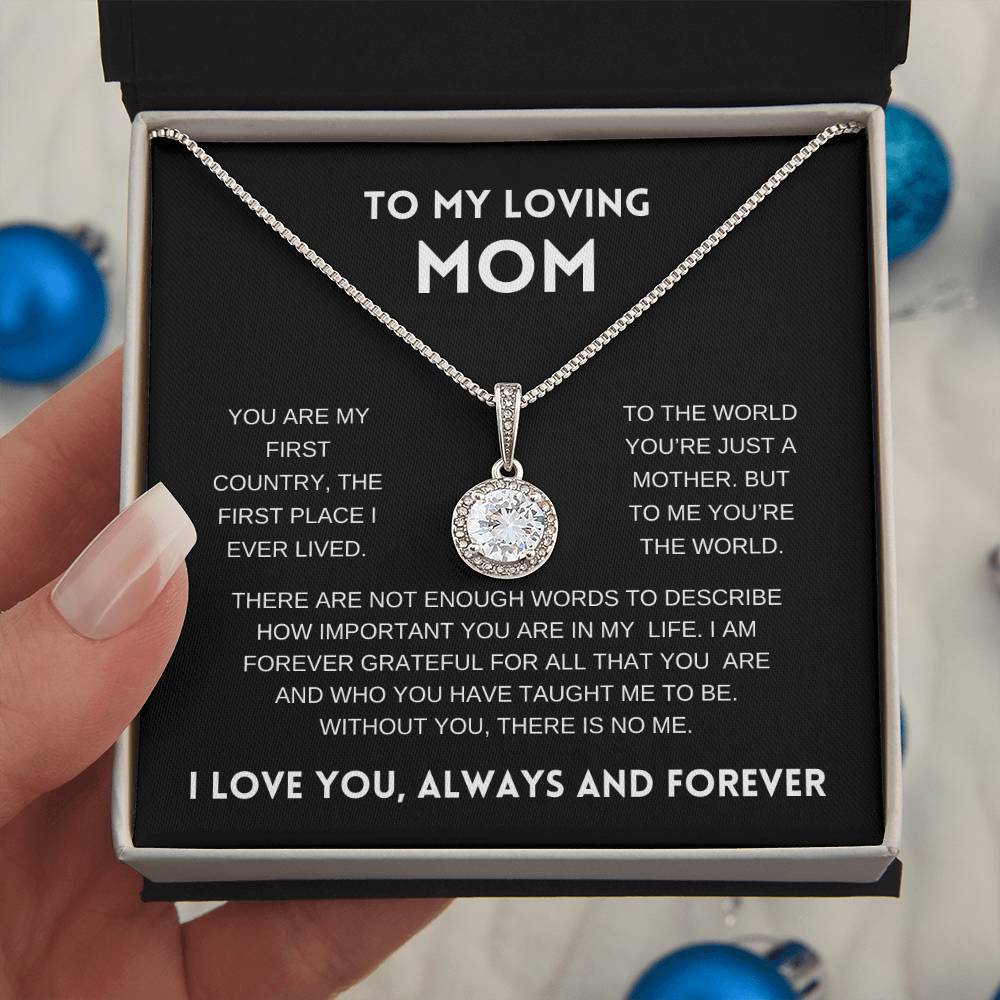 To My Loving Mom | Always and Forever |  Black Message Card - Eternal Hope Necklace