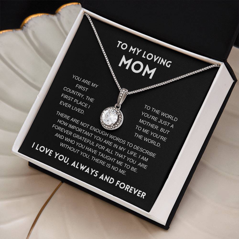 To My Loving Mom | Always and Forever |  Black Message Card - Eternal Hope Necklace