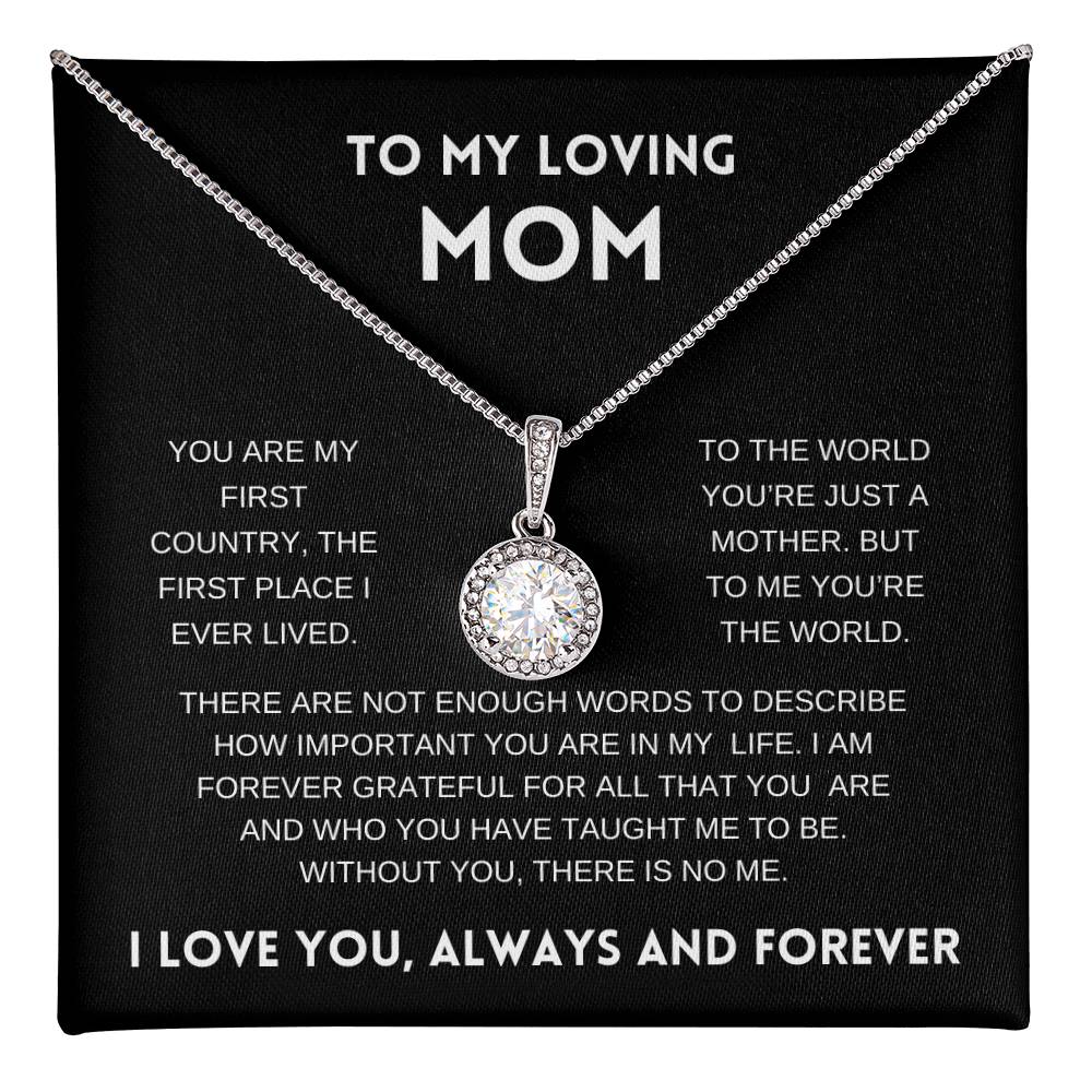 To My Loving Mom | Always and Forever |  Black Message Card - Eternal Hope Necklace