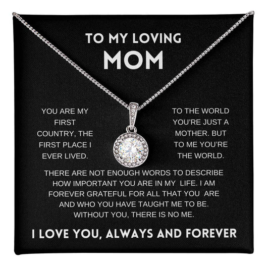 To My Loving Mom | Always and Forever |  Black Message Card - Eternal Hope Necklace