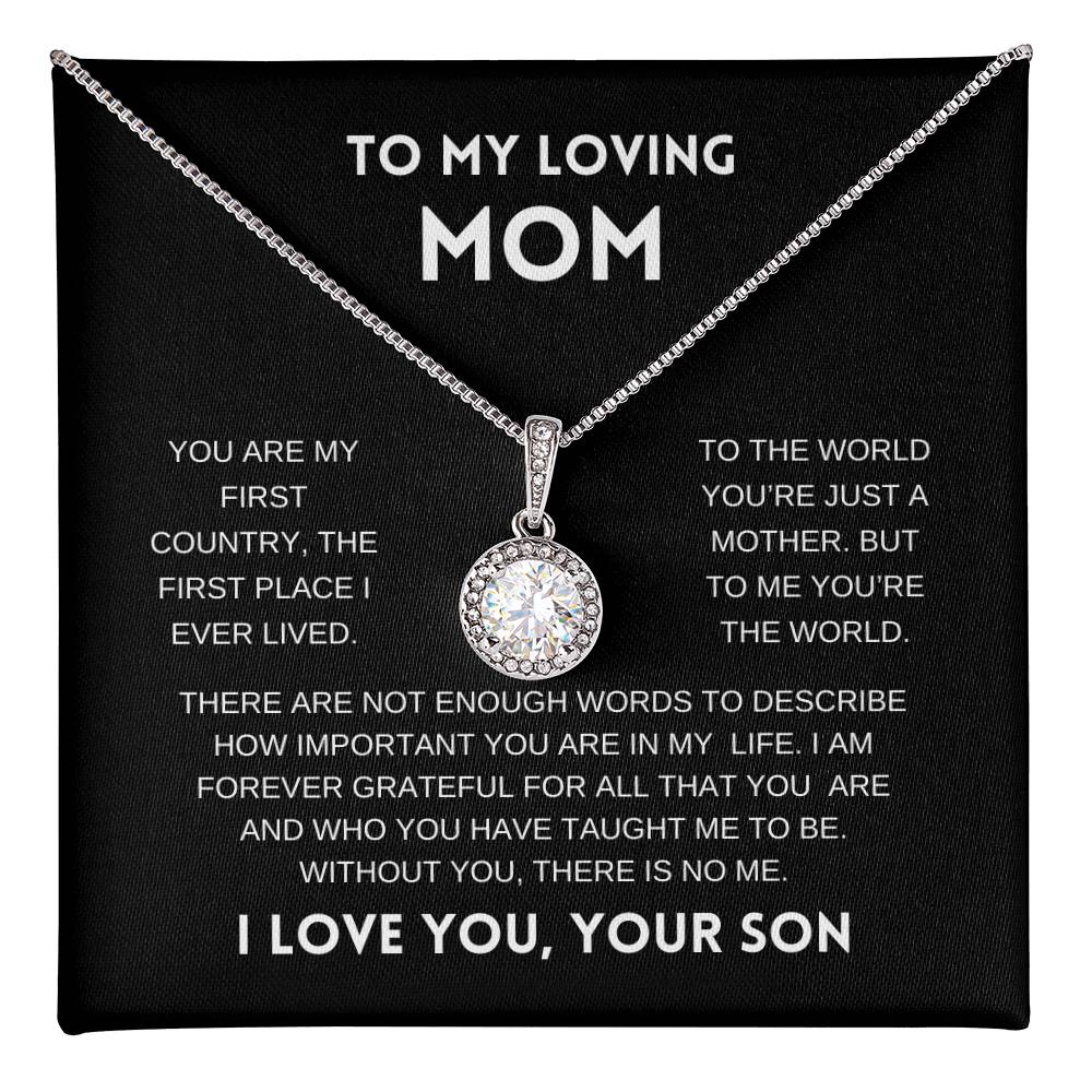 To My Loving Mom | From Son | Black Message Card - Eternal Hope Necklace