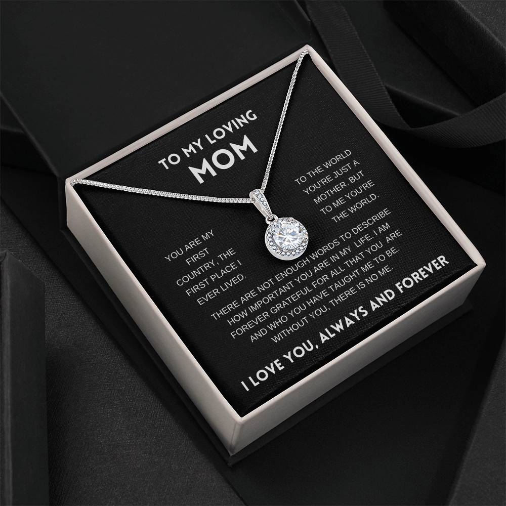 To My Loving Mom | Always and Forever |  Black Message Card - Eternal Hope Necklace