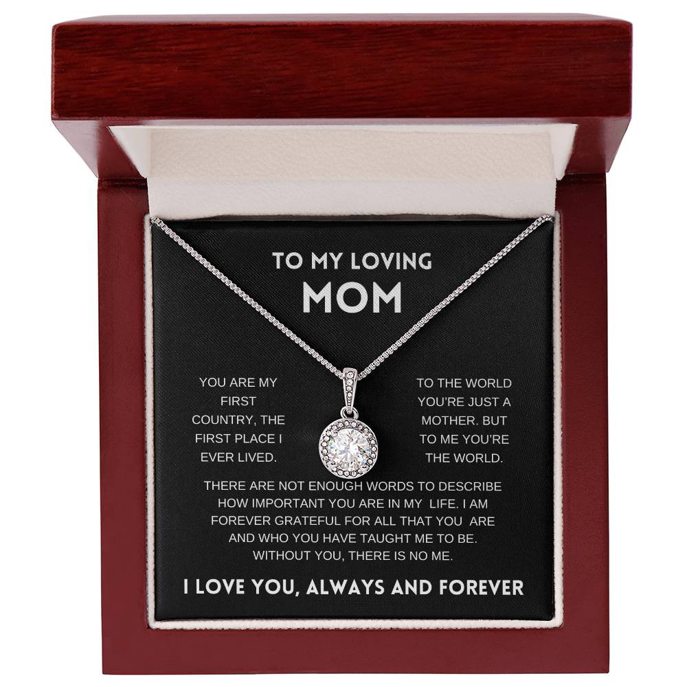 To My Loving Mom | Always and Forever |  Black Message Card - Eternal Hope Necklace