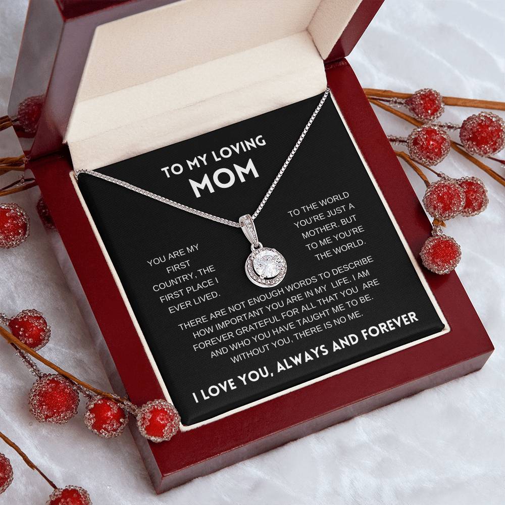 To My Loving Mom | Always and Forever |  Black Message Card - Eternal Hope Necklace