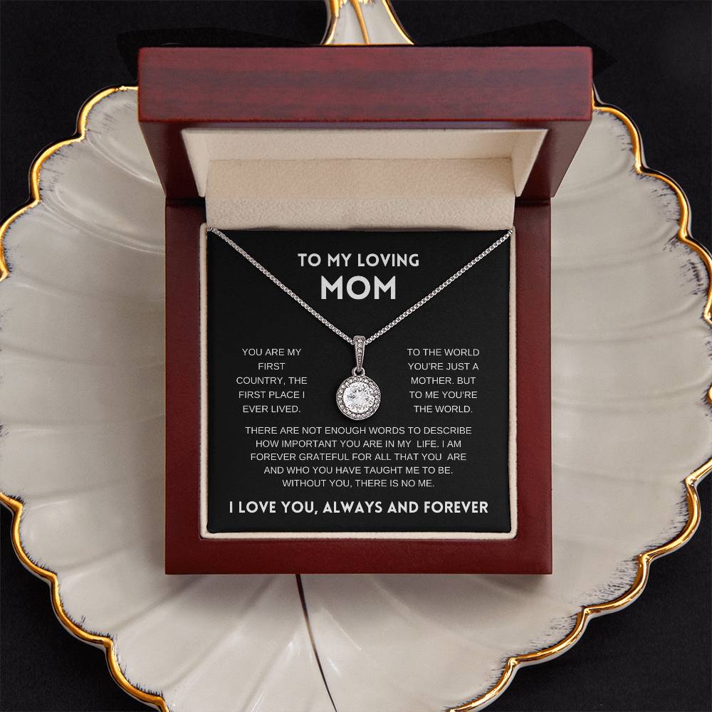 To My Loving Mom | Always and Forever |  Black Message Card - Eternal Hope Necklace