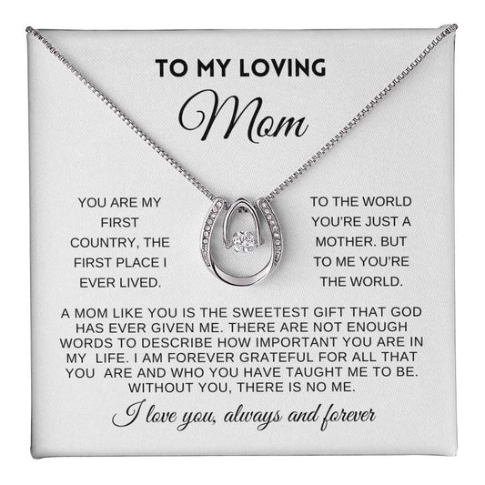 To My Loving Mom | Love Always And Forever | White Message Card - Lucky In Love Necklace