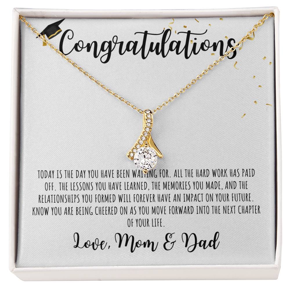 Congratulations Graduate | From Mom & Dad | White Message Card - Alluring Beauty Necklace