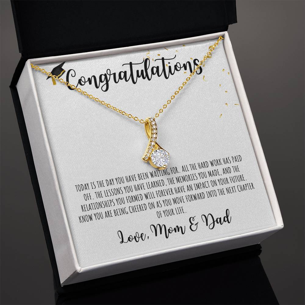 Congratulations Graduate | From Mom & Dad | White Message Card - Alluring Beauty Necklace