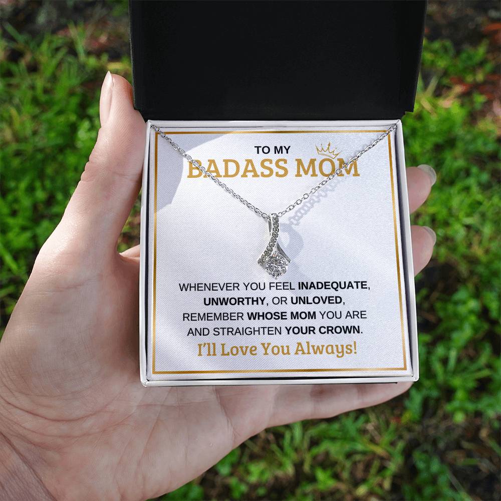 To My Badass Mom | Alluring Beauty Necklace | White Message Card