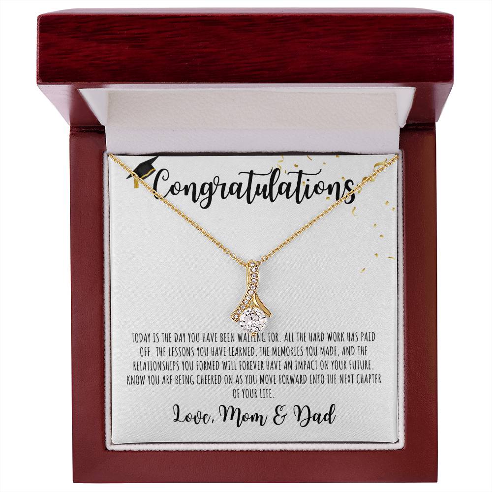 Congratulations Graduate | From Mom & Dad | White Message Card - Alluring Beauty Necklace