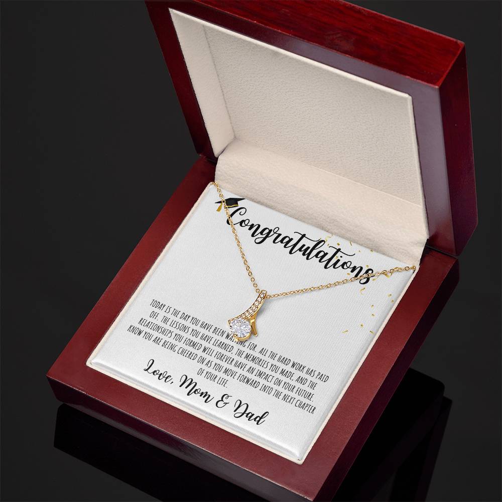 Congratulations Graduate | From Mom & Dad | White Message Card - Alluring Beauty Necklace