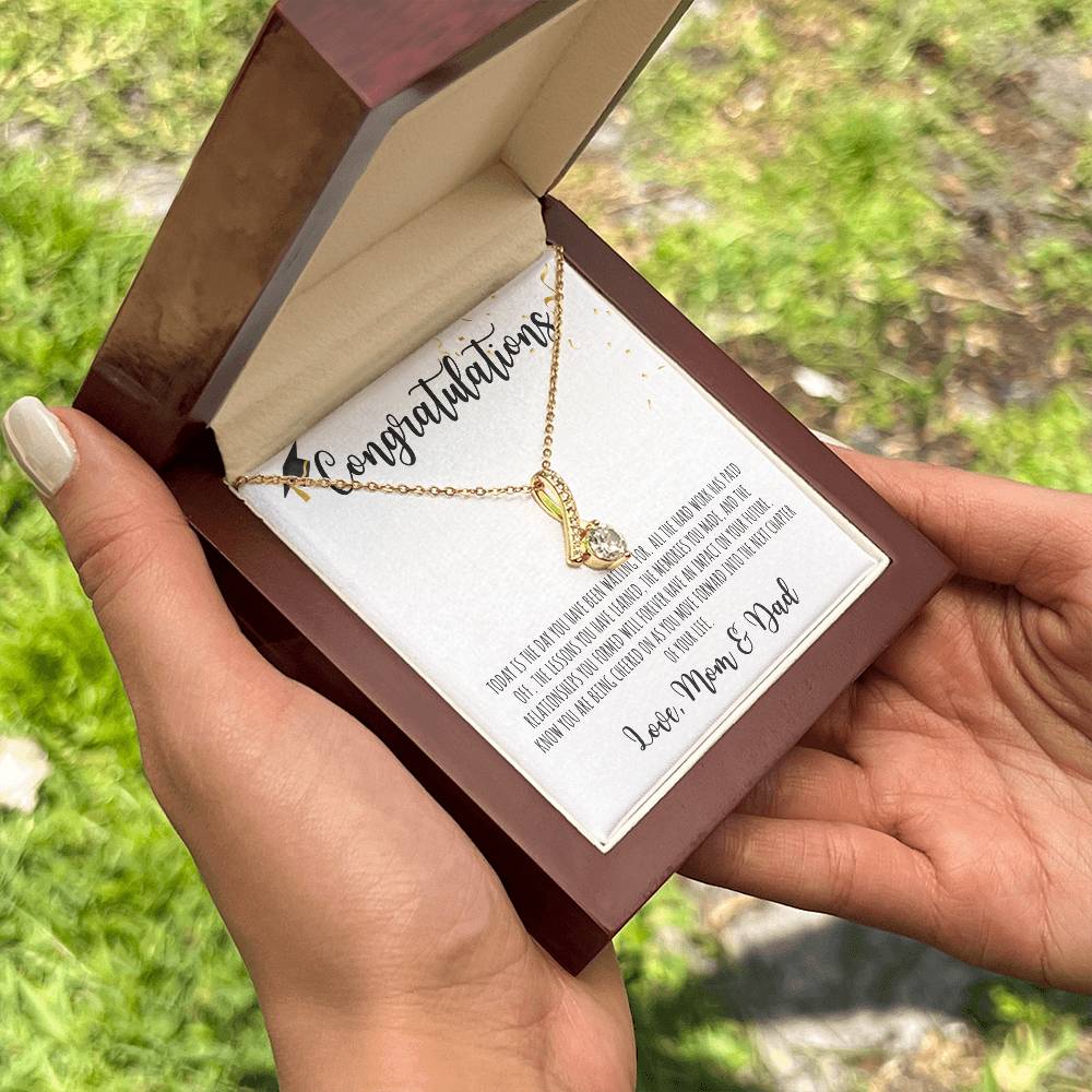 Congratulations Graduate | From Mom & Dad | White Message Card - Alluring Beauty Necklace