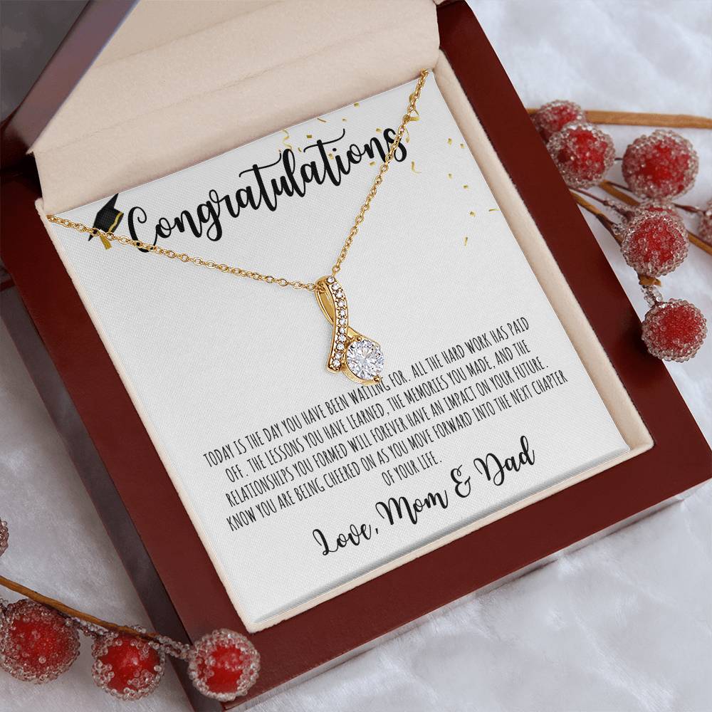 Congratulations Graduate | From Mom & Dad | White Message Card - Alluring Beauty Necklace