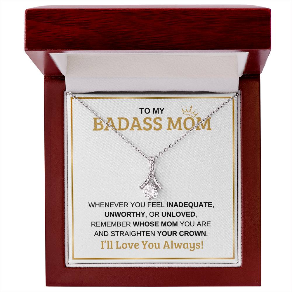 To My Badass Mom | Alluring Beauty Necklace | White Message Card