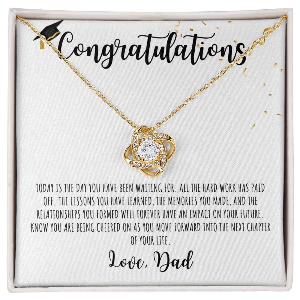 Congratulations Graduate | Love Dad | White Message Card - Love Knot Necklace