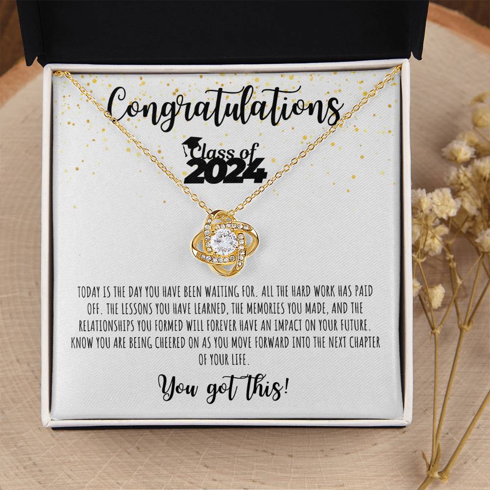 Congratulations Graduate | Class of 2024 | You Got This | White Message Card - Love Knot Necklace