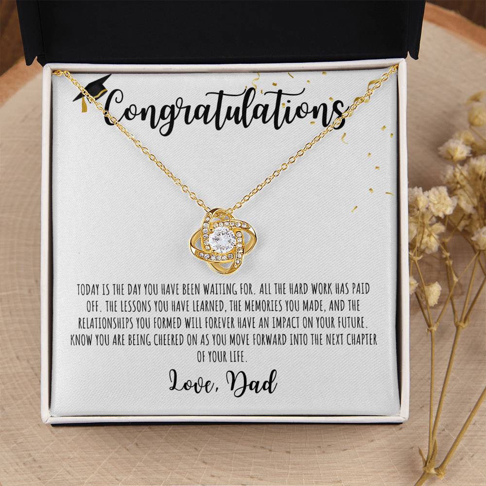 Congratulations Graduate | Love Dad | White Message Card - Love Knot Necklace