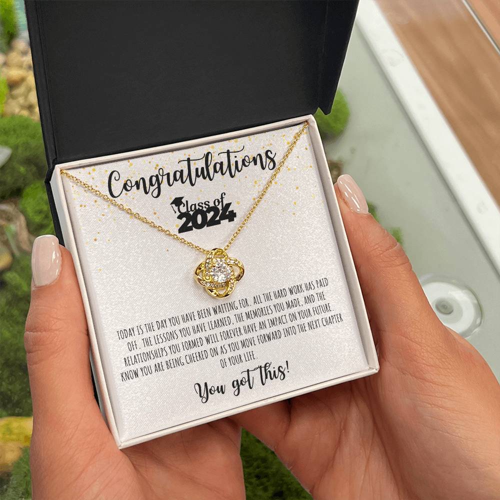 Congratulations Graduate | Class of 2024 | You Got This | White Message Card - Love Knot Necklace