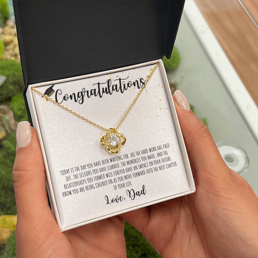 Congratulations Graduate | Love Dad | White Message Card - Love Knot Necklace